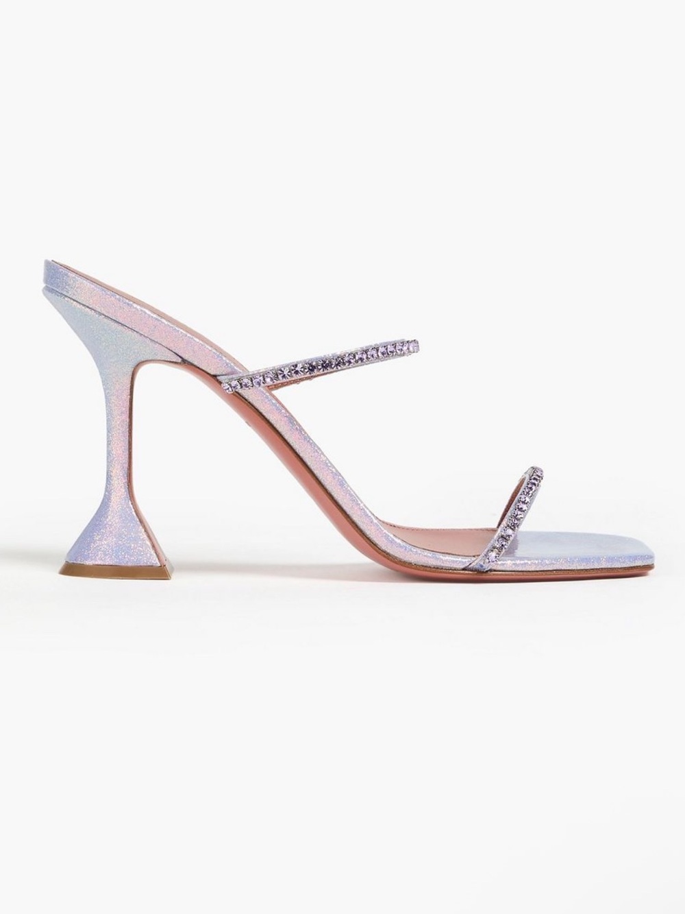 NWT Amina Muaddi Lilac Crystal-Embellished Slide Sandal Authentic - Picture 2 of 8
